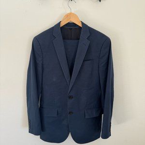 Mens Italian Ludlow Cotton Suit - 36S Navy / Blue - With Travel Bag